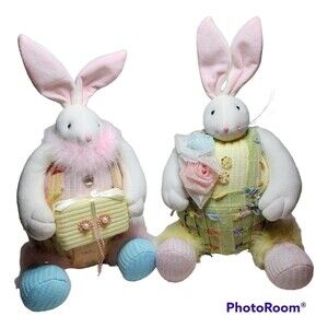 Bunny Rabbits Easter Plush Stuffed Animal Sunday Decoration Farmhouse